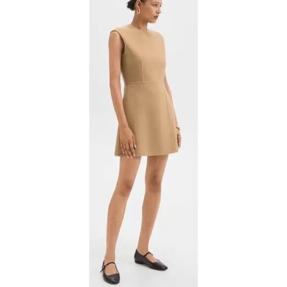 Theory $495 Camel Wool Cashmere Dress Size 12 NWT - Picture 2 of 10